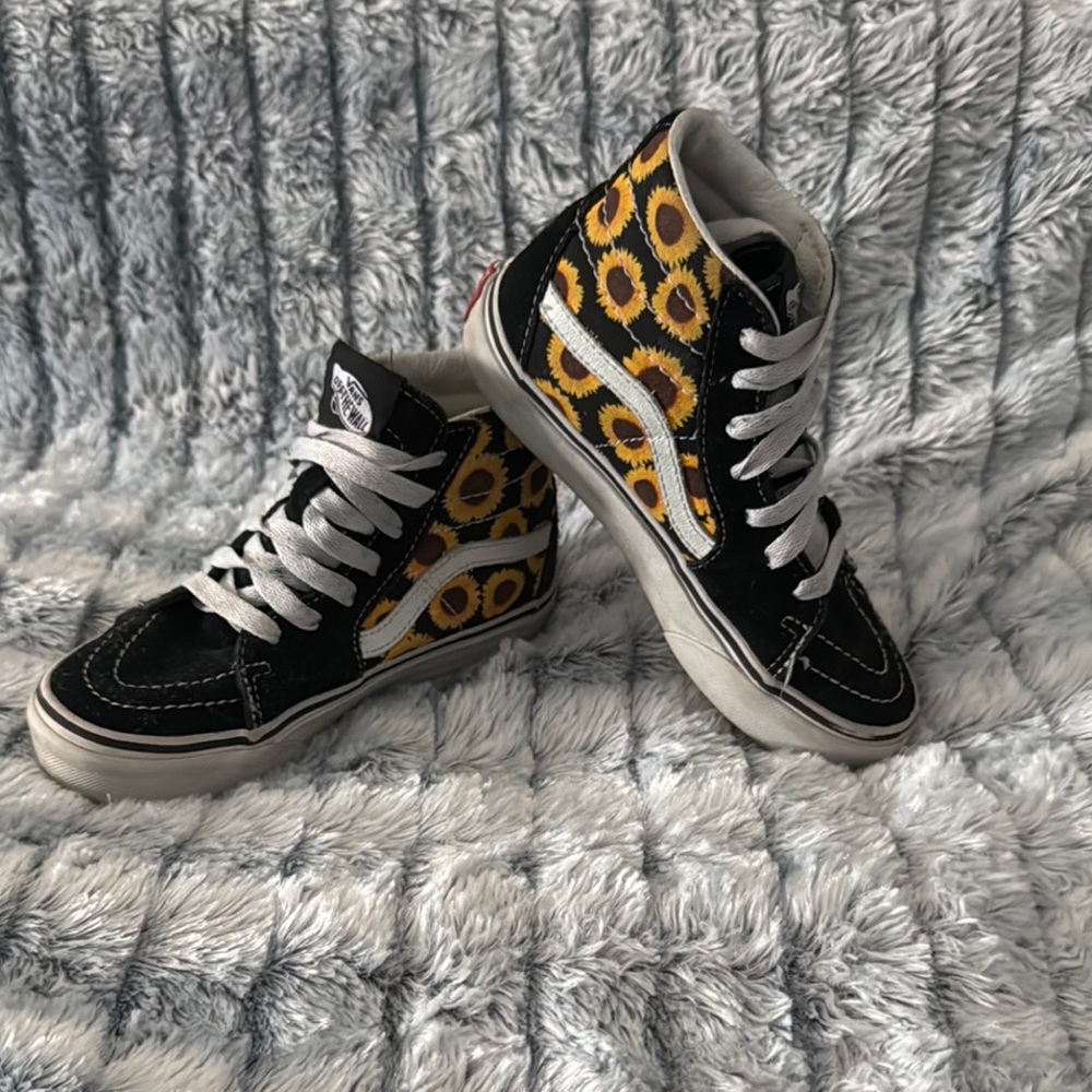 Vans Kids Sneakers Black and Yellow Sunflower